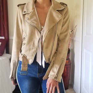 Faux Suede Moto Jacket